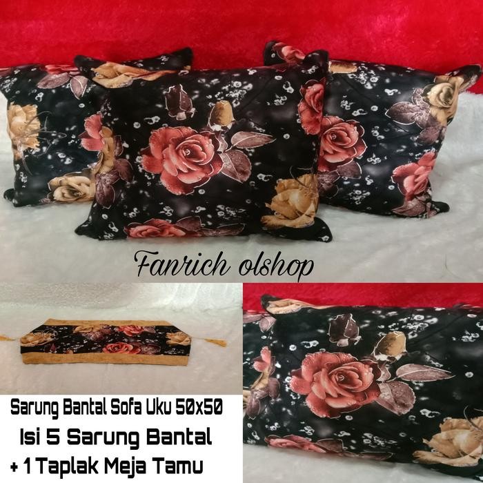 Sarung Bantal Sofa/Kursi Uku 50x50 Shabby Chic Mewah Bunga
