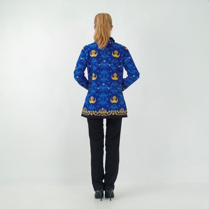 TERLARIS Kemeja Batik KORPRI Wanita lengan panjang kerah hitam c40s dan c50s Katun Atasan Baju