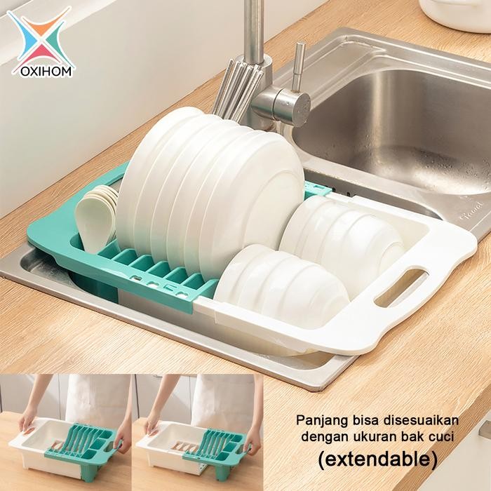 Oxihom Tempat Rak Pengering Piring Wastafel Rak Cuci Piring Peniris Buah Plastik Buah Plastik Rack