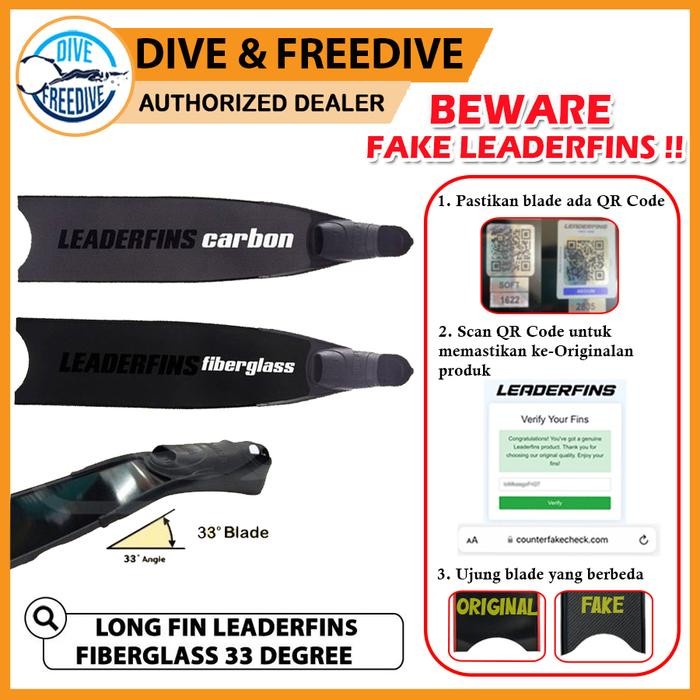 Long Fin Leaderfins Pure Carbon or Fiberglass 33 Degrees Freedive