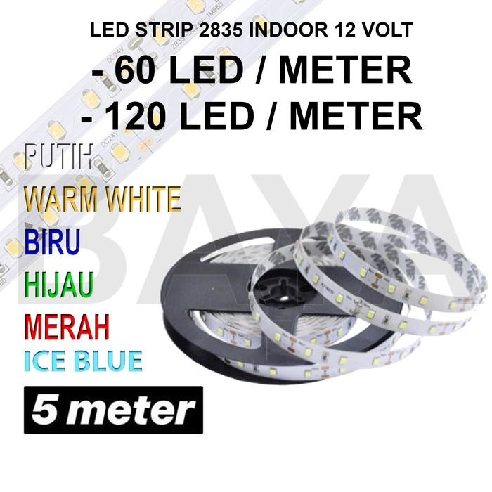 New Lampu led strip pita SMD 3528 2835 ip33 12V 12 volt mata kecil indoor