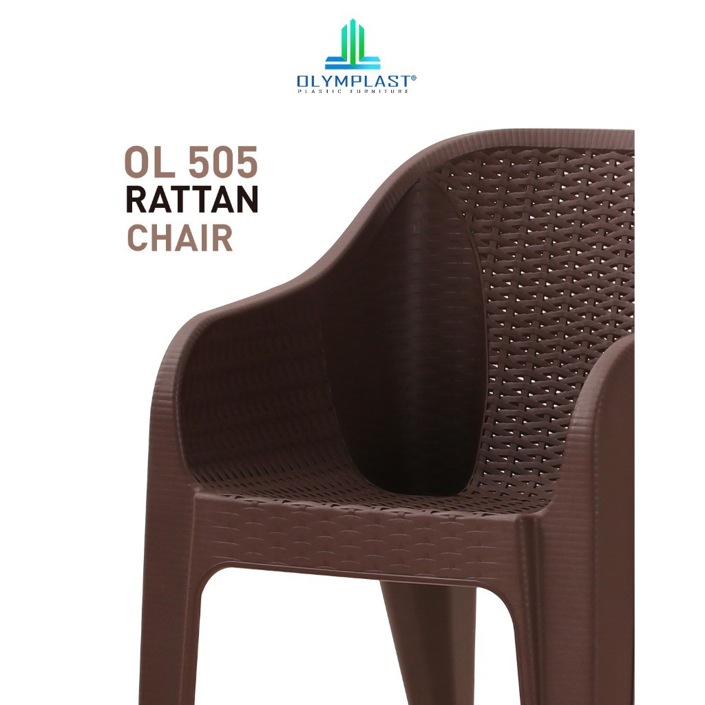Olymplast kursi santai OL 505 Kursi Teras Rotan Plastik Kursi Taman Kuat