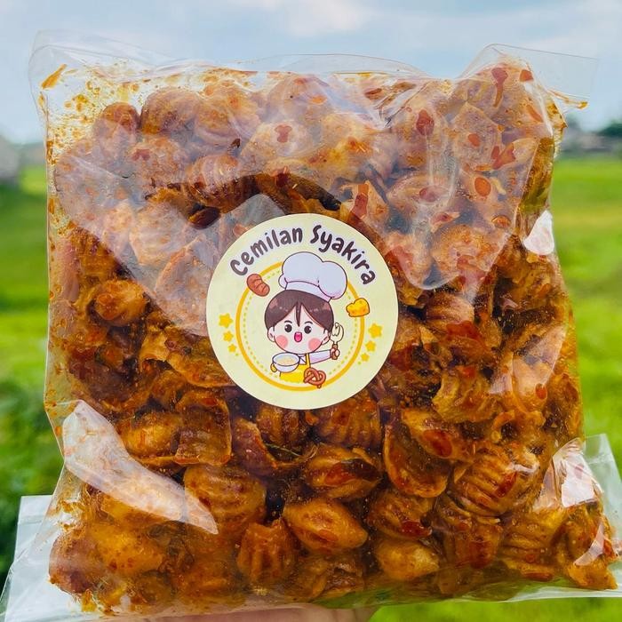 

Kerang Nikmat Pedas Extra 1kg - Cemilan Vegetarian Lychee Food Makanan Snack Asin Gluten