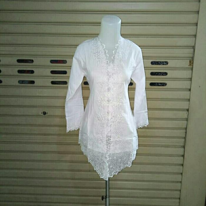kebaya katun encim putih bordir