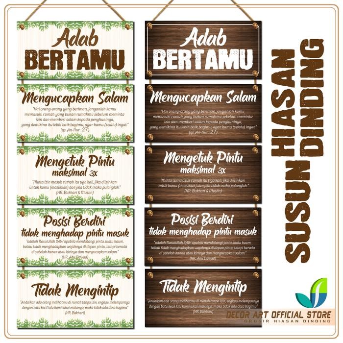 Stok Baru Decor Art Hiasan Pintu Adab Bertamu Model Susun Minimalis - ADAB