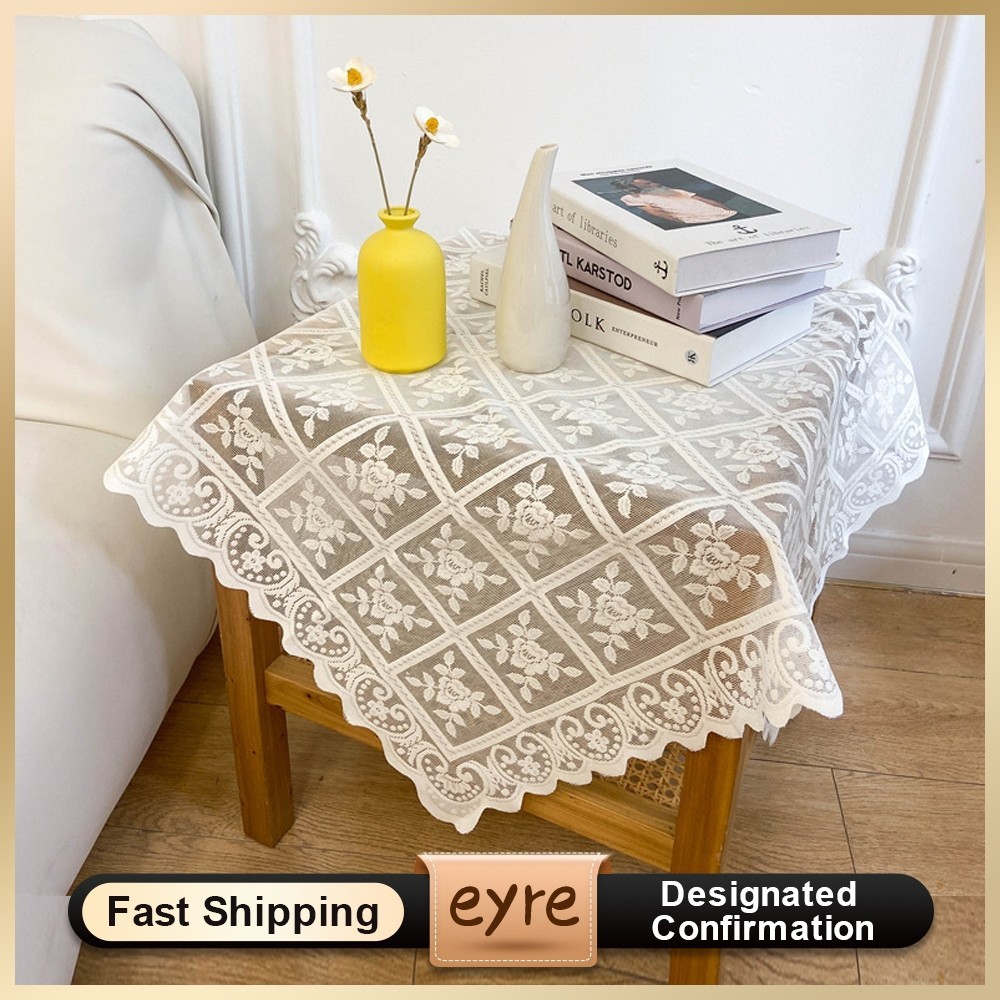 Eyre Penjualan Panas Taplak Meja Renda Kisi Mawar Vintage Taplak Meja Renda Kisi Bunga Sutra Cerah