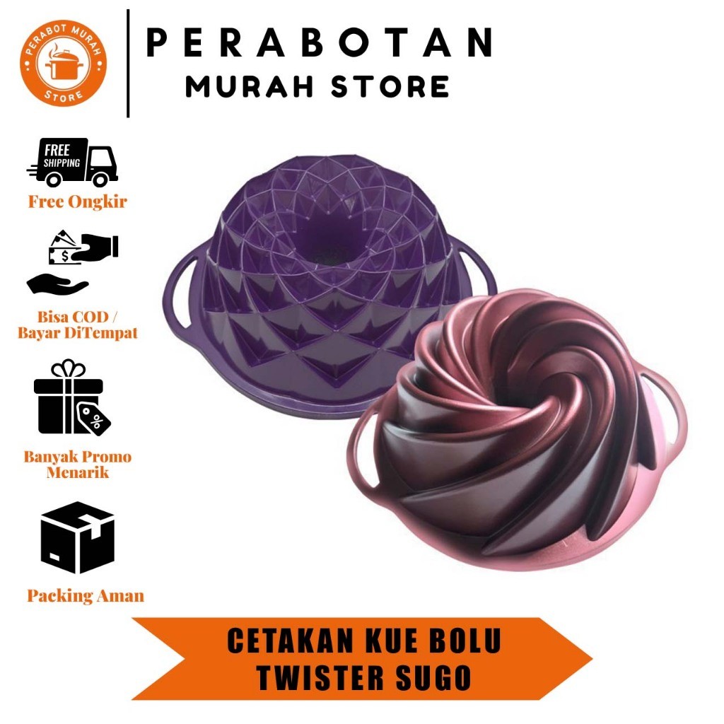PM- Cetakan Kue Bolu Twister SUGGO Premium Anti Lengket / Loyang Bolu Baking Pan Motif / Cetakan