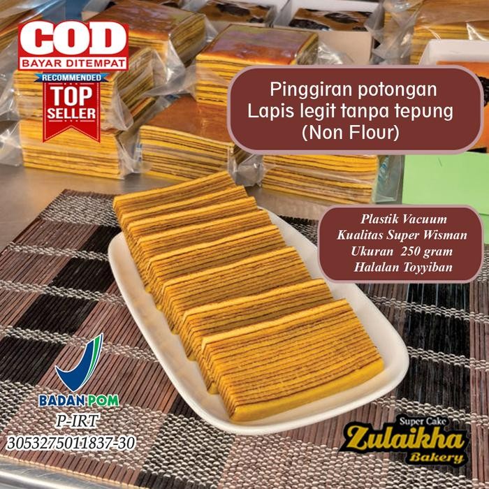 

Pinggiran potongan Lapis legit wisman tanpa tepung (non flour) halalan toyyiban
