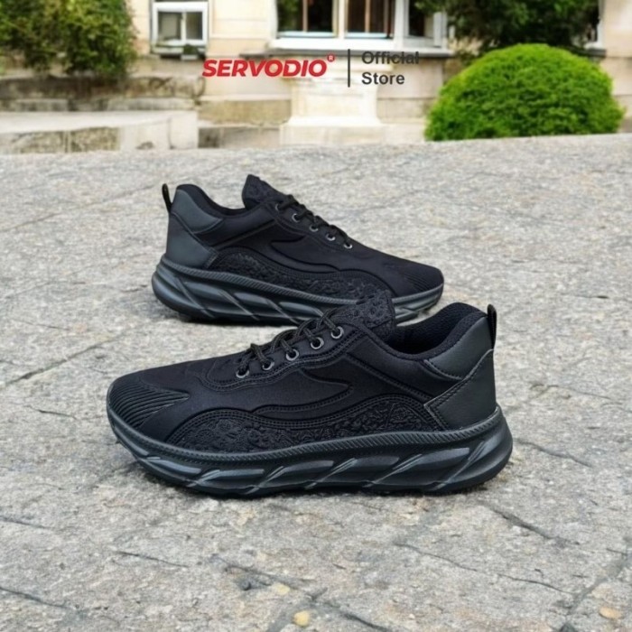 Servodio - Artemis Fans Edition Hitam Polos - Sepatu Sneakers Running Gym Shoes Fashion