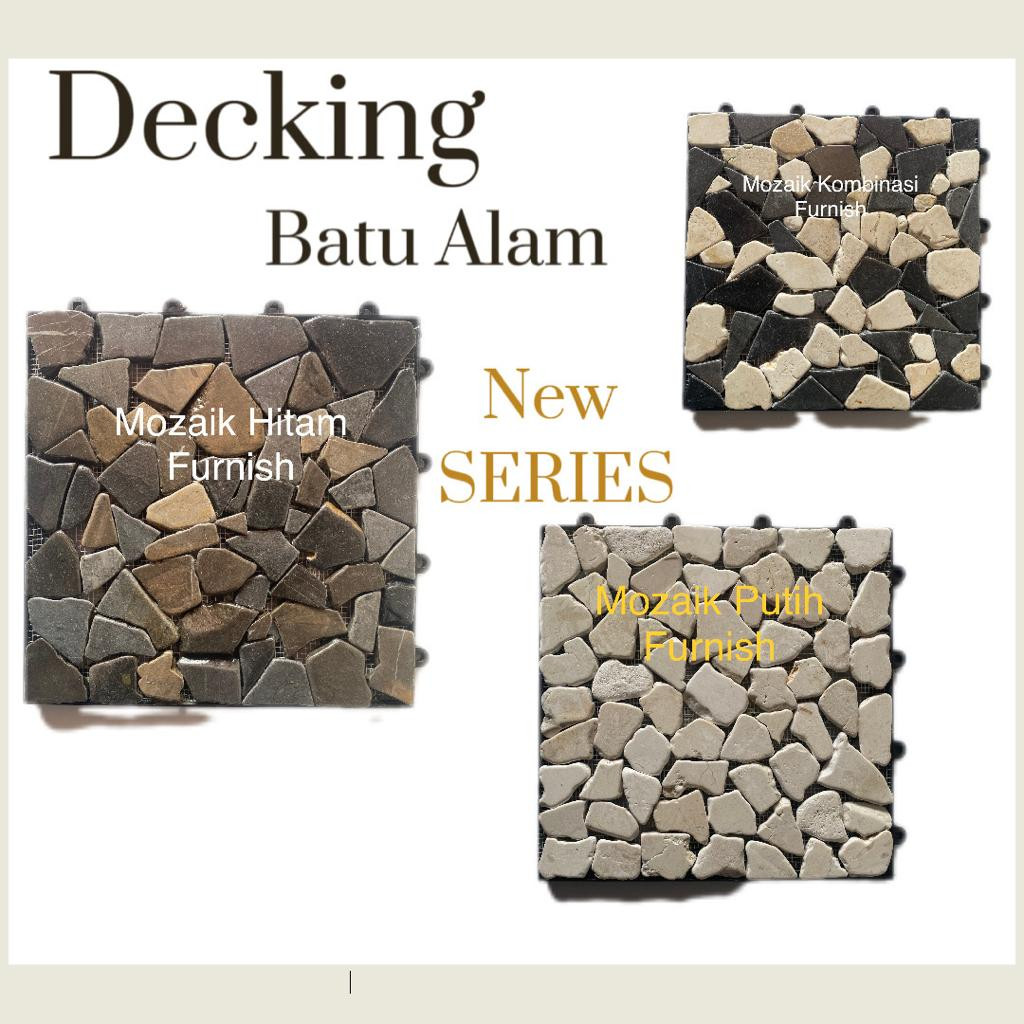 Decking Batu Alam Mozaik/Lantai Batu Alam Mozaik/Lantai Batu Abstrak Mozaik/30x30/Varian Furnish Dan
