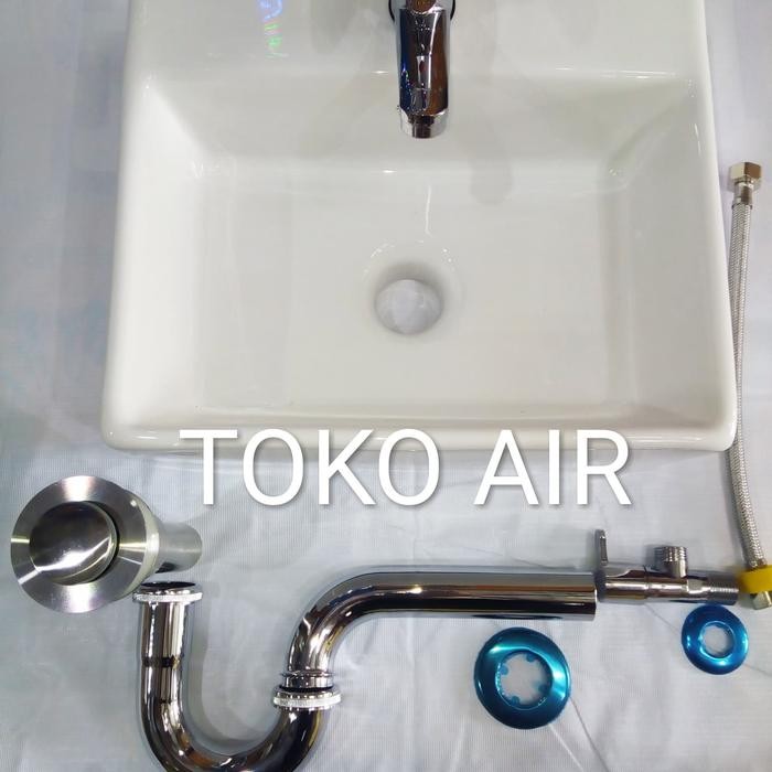 Terpopuler Paket Wastafel Kotak Lengkap Afur Pencet Sifon Leher Angsa Stainless