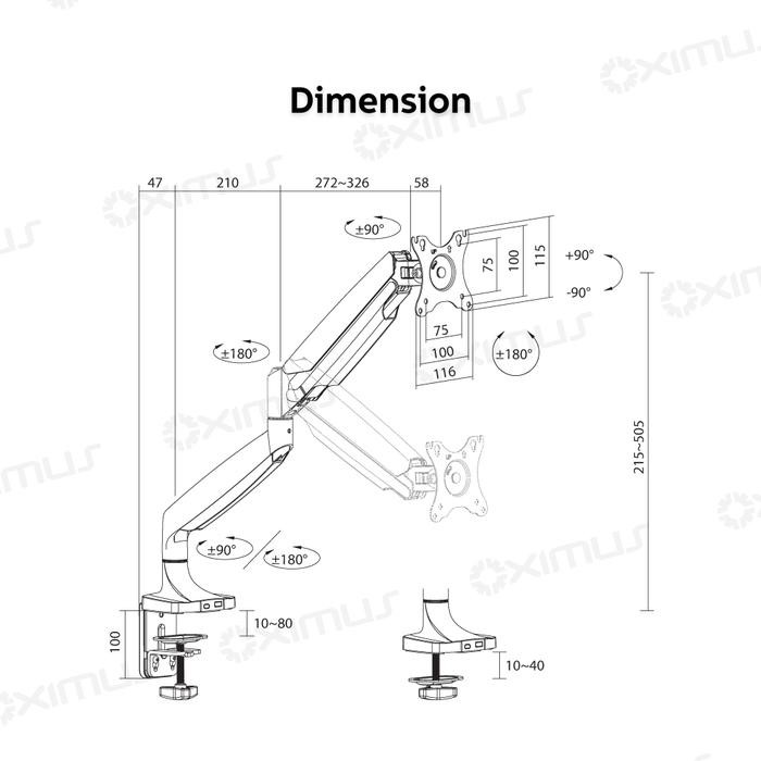 

Uta - Heavy-Duty Counterbalance Gas Spring Monitor Single Arm Oximus P115 Computer Laptop