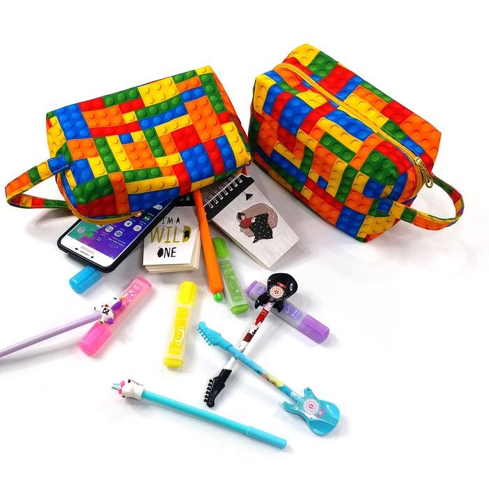 

Bentley - Pouch Kotak Motif Kotak Hampers Ulang Tahun Tempat Pensil Penggemar Bricks