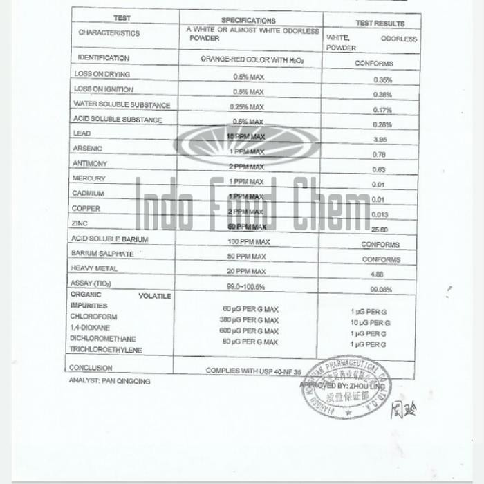 

JTTOP" TITANIUM DIOXIDE FGX 500GR USP/FOOD GRADE EX RRC, PEMUTIH MAKANAN