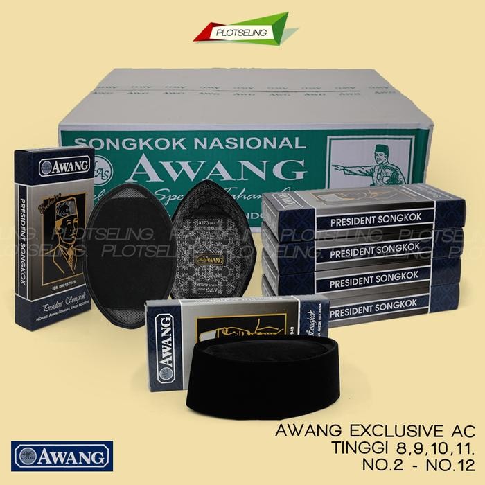 BEST SELLER Songkok AWANG EXCLUSIVE HITAM AC Tinggi 8 9 10 Anak-Dewasa Nomor 3-11