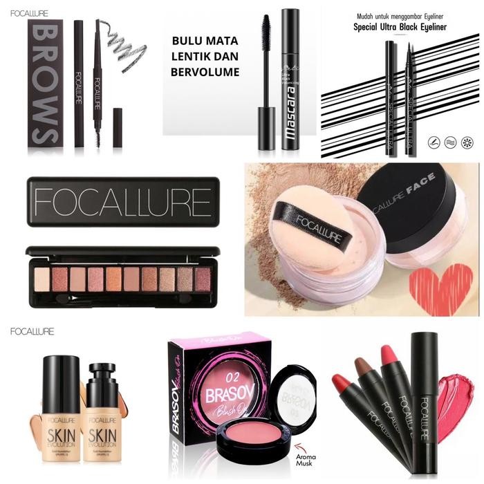 Paket Make Up Focalurr Set Pemula Paket Make Up Seserahan Isi 8 + 1