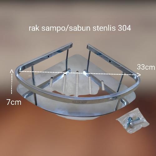 Rak sampo/sabun / rak dapur sudut stenlis 304 single, tebal