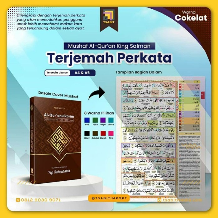 

AlQuran Hafalan Terjemah Custom Nama King Salman Tajwid Warna - Mushaf