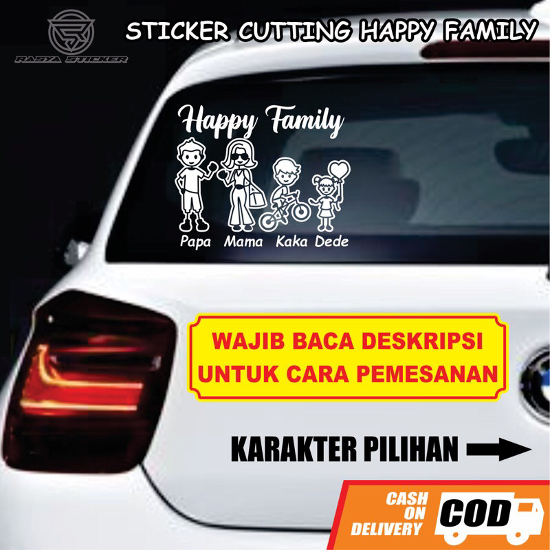 Sticker Happy Family kaca mobil