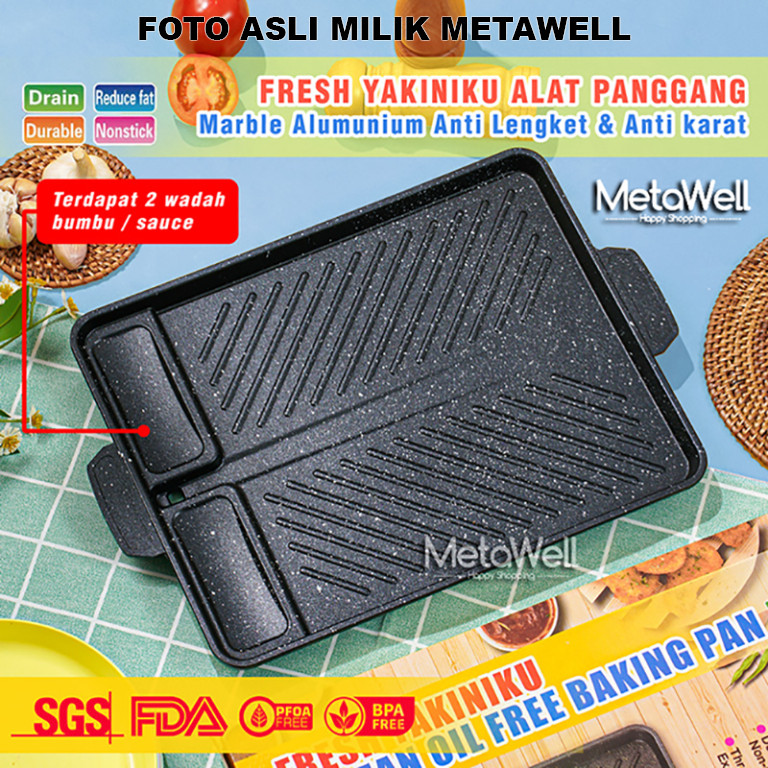 Grill Pan Anti Lengket Panggang Pemanggang Daging Bbq Tahun Baruan Wajan Pan Grill Anti Lengket Waja