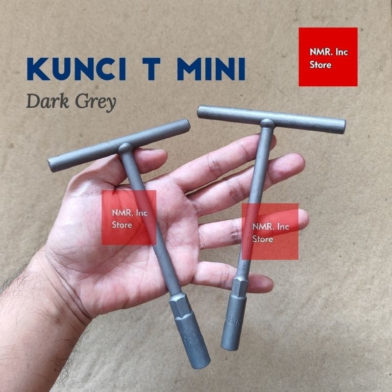 Kunci T Mini Pendek CR-V 8 10 mm T8 T10, Phosphating Dark Grey (Abu Tua) Socket Shock Chrome
