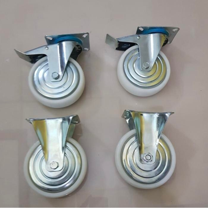 PREMIUM roda nilon 6 inch putar rem mati / roda troli 6 inch