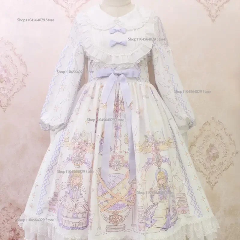 Lolita Dress Sweet Lolita Style Long New Student Cute Long Sleeve Dress Angel Print Op Lolita Dress