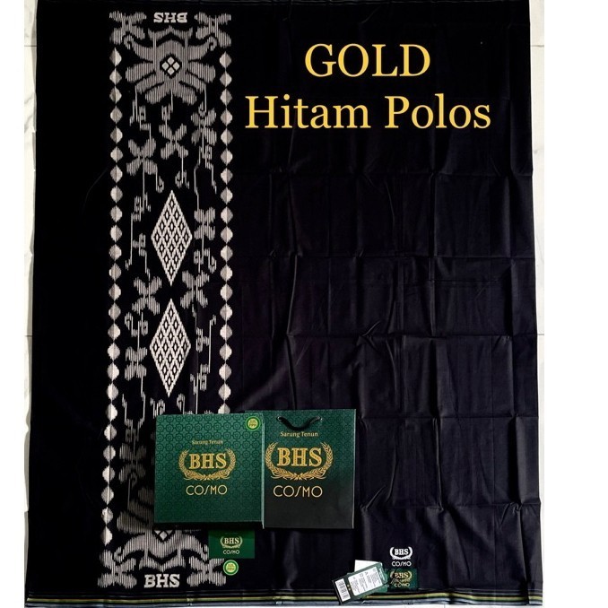 Sarung BHS COSMO HITAM POLOS & PUTIH POLOS ORIGINAL 100% - Hitam