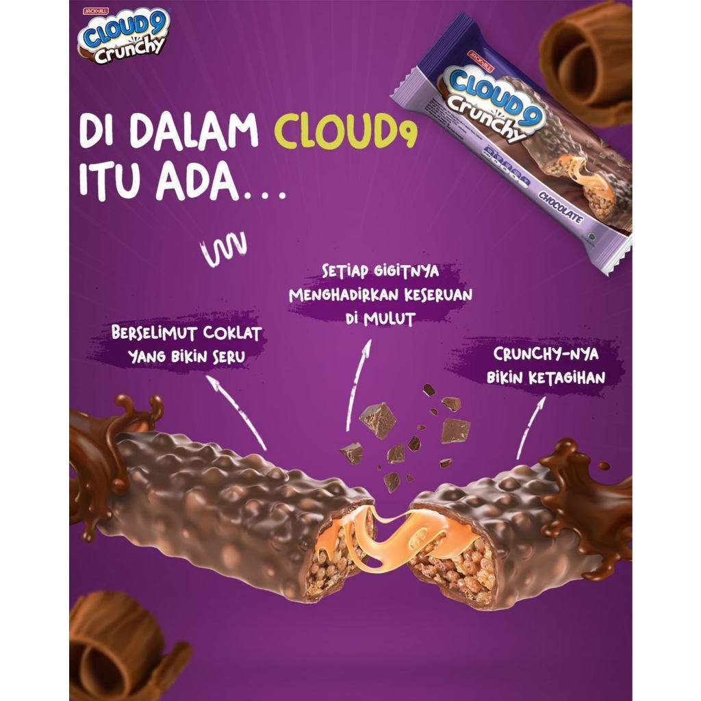 

Andrianbijaksana ( Berkah ) Cloud 9 Crunchy Wafer Bar Coklat Vanila Renyah 336 Gr 1 Box 24 Pcs Jack