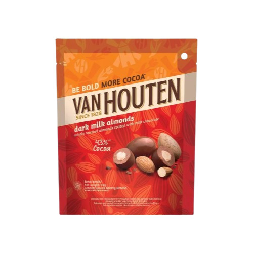 

Andrianbijaksana Van Houten Cokelat Bulat Pouch 40 Gram Dark Milk Almonds , Dark Milk Assortment ,