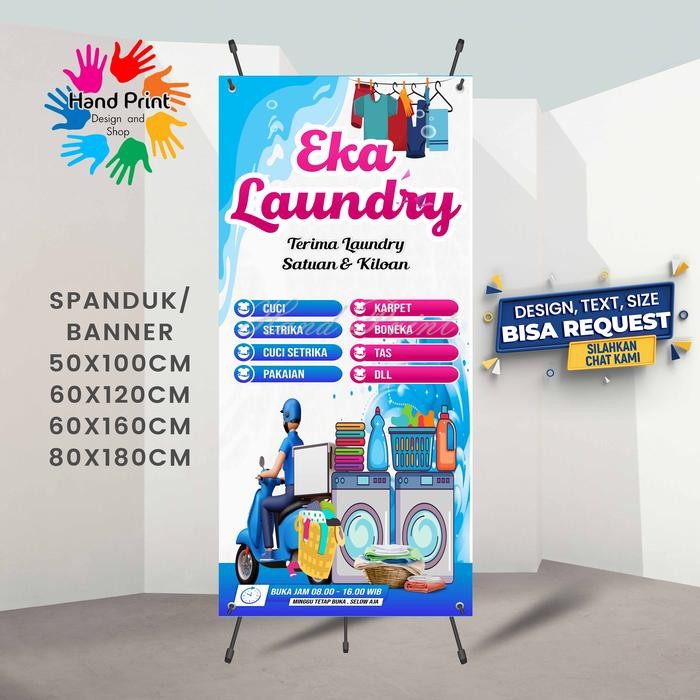 PREMIUM Cetak Spanduk Banner Laundry Cuci Dan Setrika MMT Spanduk Custom 60x160