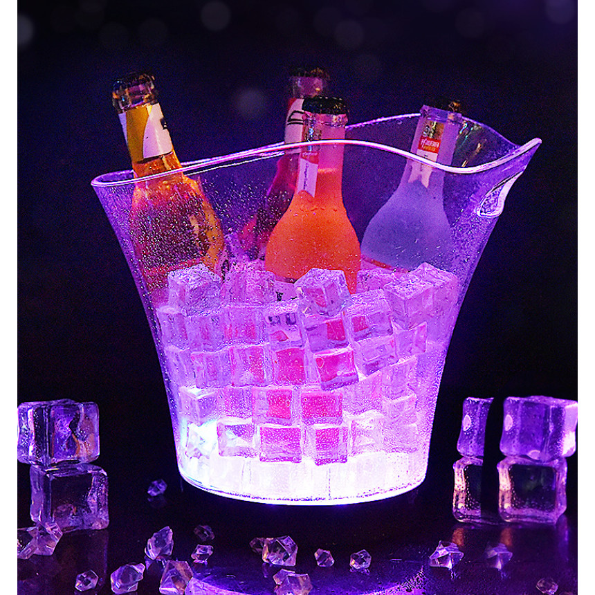 6L Waterproof Plastic 7 Color RGB LED Ice Bucket KTV Club Bars Nightclubs LED Light Up Champagne Bee