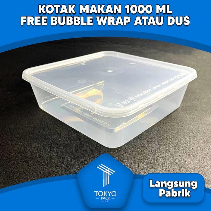 JTTOP" KOTAK MAKAN PLASTIK 1000 ML PERSEGI / THINWALL PERSEGI 1000 ML PREMIUM