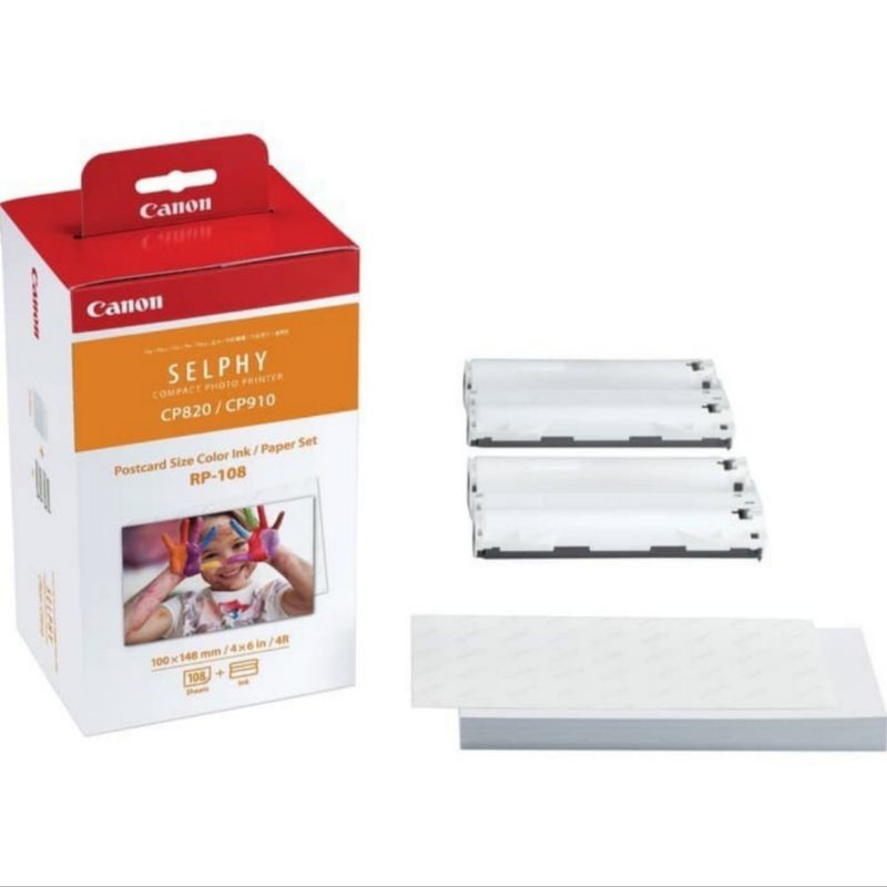 CANON SELPHY RP-108 Photo Paper and 2 pcs Printer Ink CP820 CP910 CP1000 Canon Selphy RP108 Canon