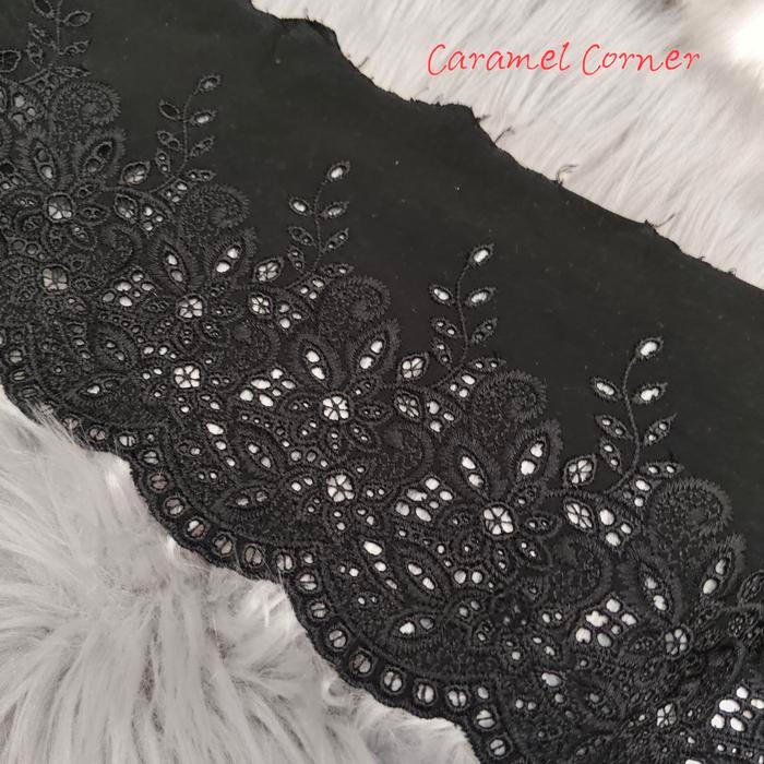 Renda katun Hitam lebar 13cm