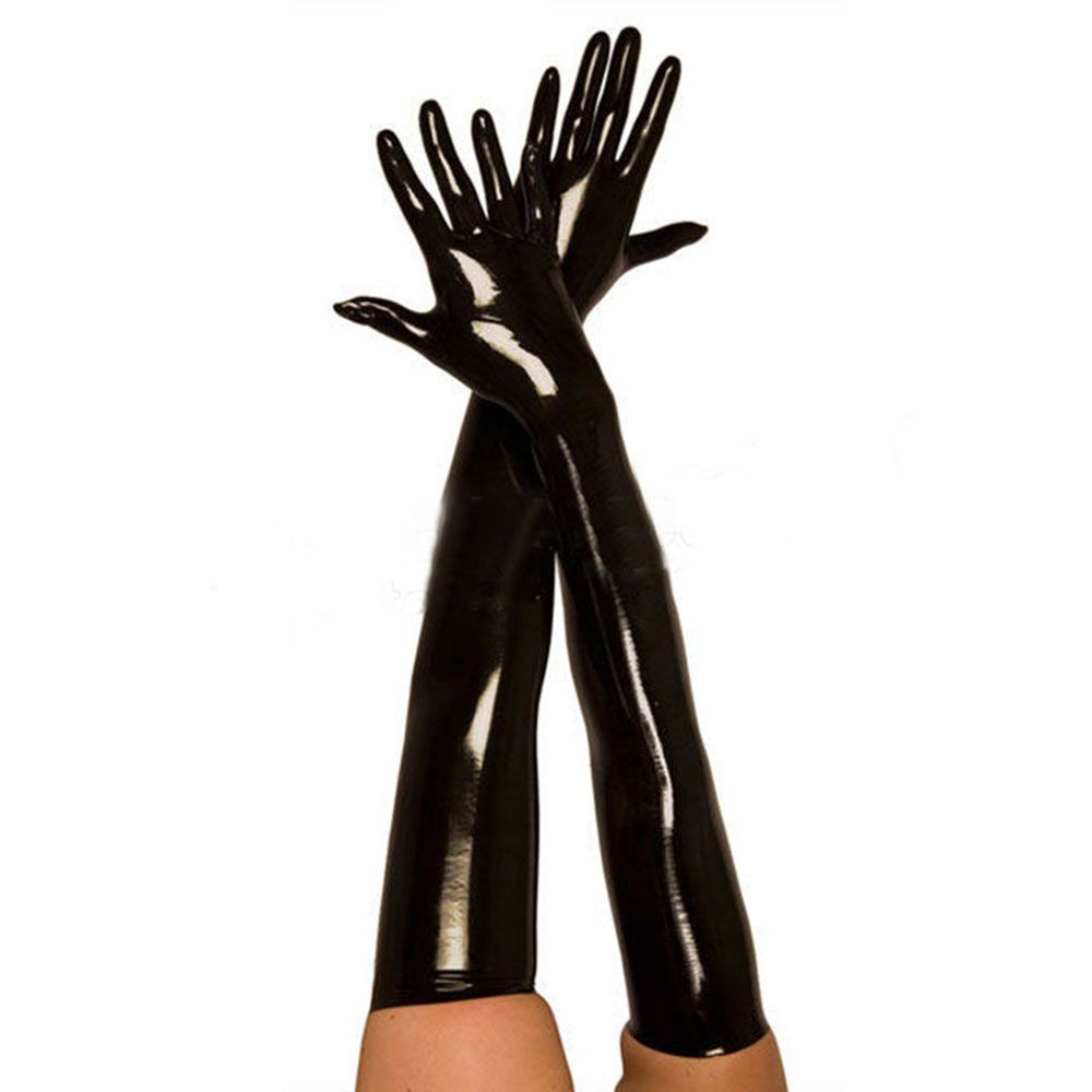 Adult Sexy Long Latex Gloves Black Ladies Hip-pop Fetish Faux Leather Gloves Clubwear Sexy Catsuit C