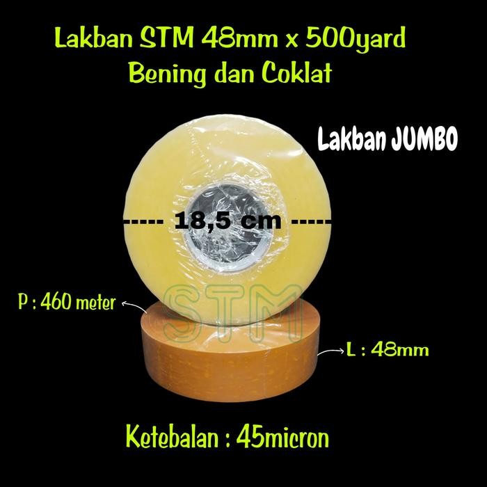 

Lakban STM JUMBO industri 48mm x Full 500yard Opp Tape Kualitas Super