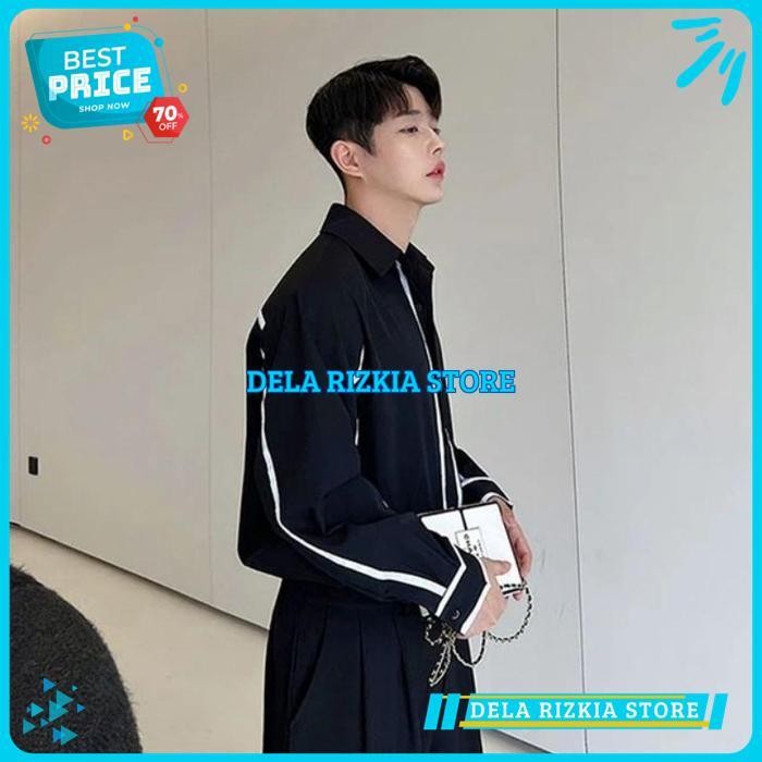 KEMEJA PRIA GARIS-GARIS KATUN HITAM PUTIH / KEMEJA PRIA GARIS-GARIS KATUN HITAM PUTIH PRODUK TERBAIK