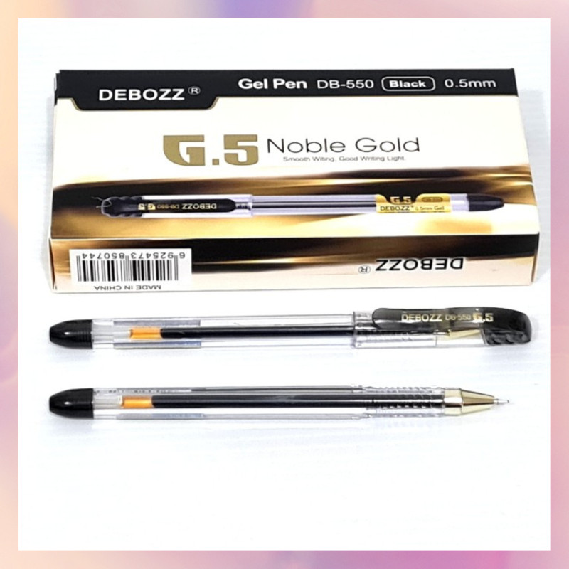 

[1 Lusin/ 12 Pcs] Pulpen Bolpen Gel Pen Debozz NobleGold DB-550 Hitam Biru 0.5mm