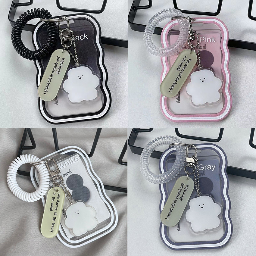 

ID Card Holder Keychain Transparan frame id card bening Dengan Gelang Silikon transparan Plastik