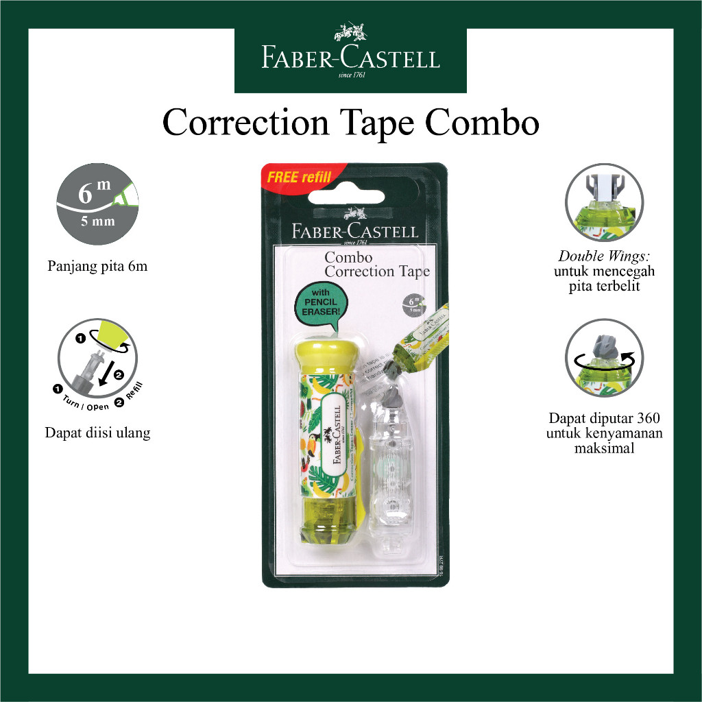 

Combo Correction Tape Faber Castell QDR / Gratis 1 Refill / Sudah Termasuk Penghapus