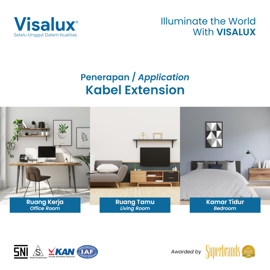 Visalux Kabel Extension Mozart - 4L (Colokan 4 Lubang) (MOZ-VEK5204E-2m)