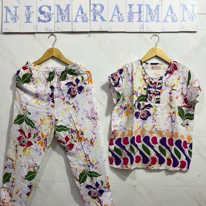 Cp Batik Sunan Ori Abg Dasar Putih - Tangan Pendek - Celana Panjang