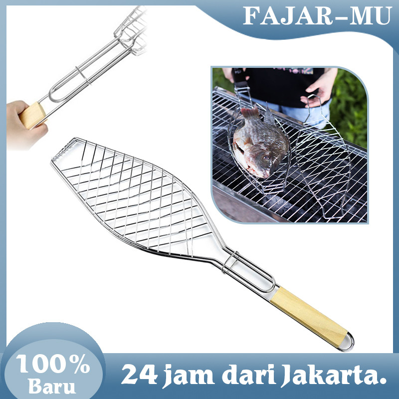 Penjepit Ikan Bakar Stainless Panggangan Jepit Bakaran Ikan Jepitan Ikan Bakar Alat BBQ