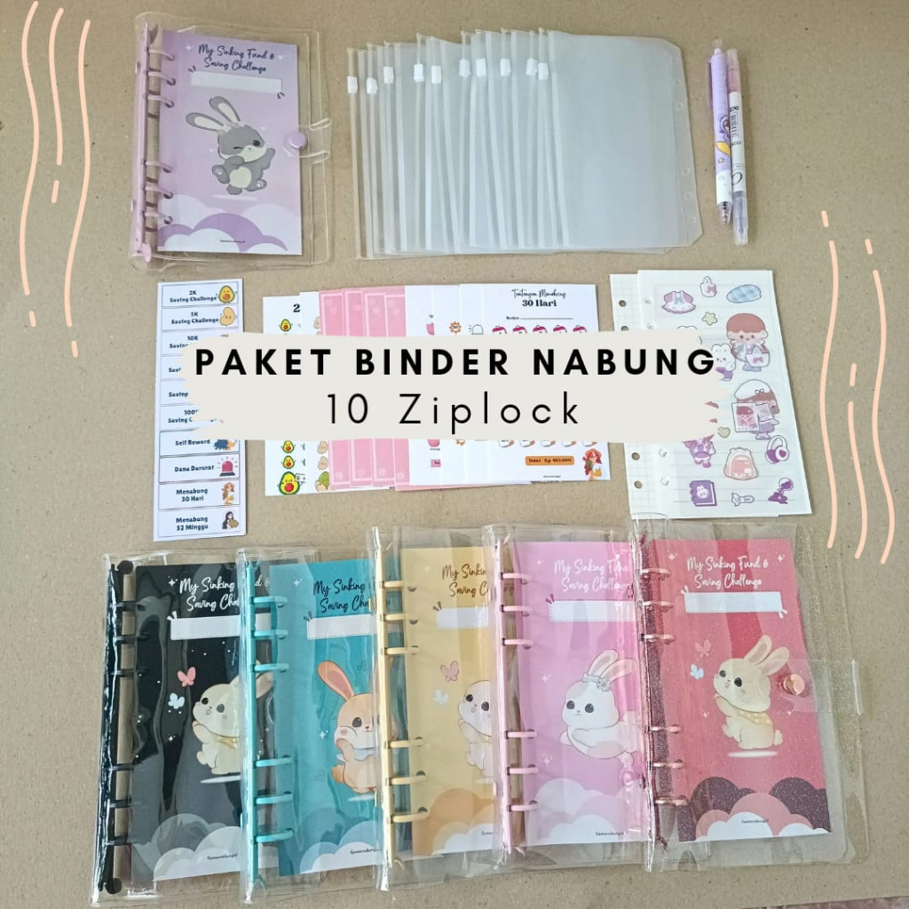 

Paket binder nabung 10 ziplock, Binder keuangan saving challenge