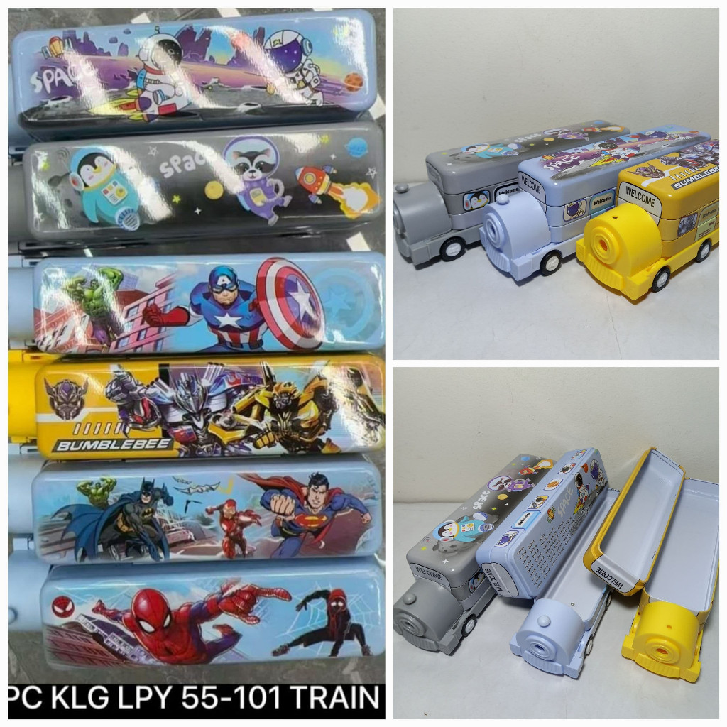 

[FREE BUBBLE+DUS] Tempat Pensil Kaleng 2 Susun Serutan Bentuk Kereta Train LPY 55-101 Superhero