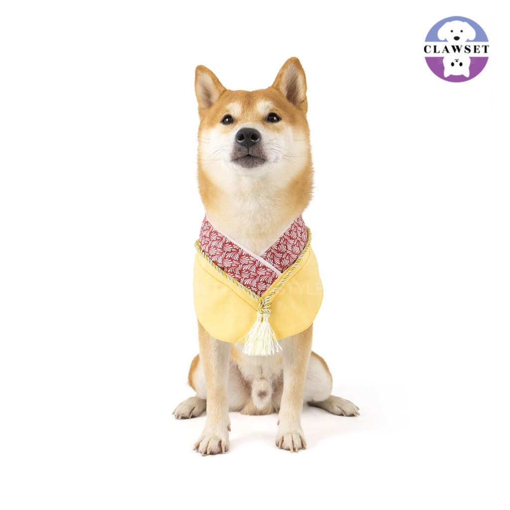 NEW PRODUCT CLAWSET - PET FASHION - YUKATA COLLAR - INUSAMA COLLECTION - CUSTARD YELLOW PAWFECT