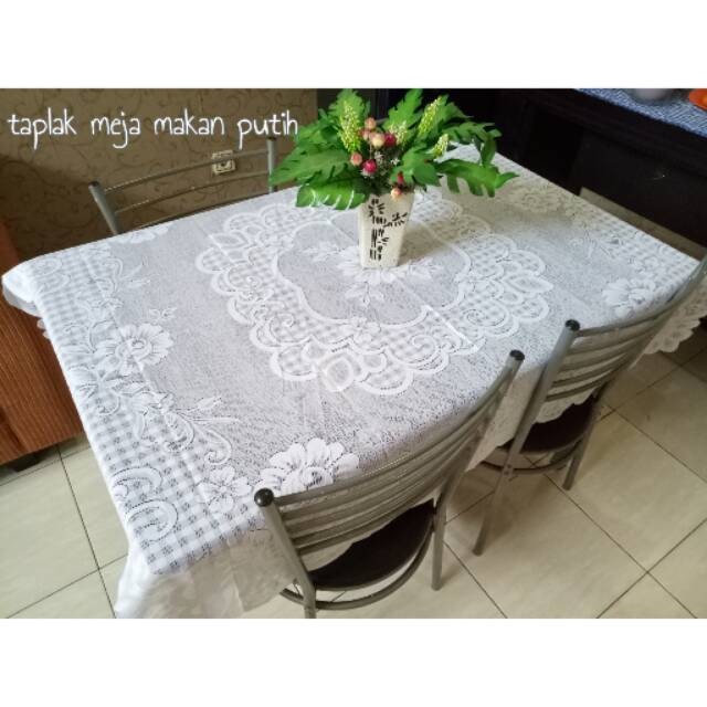 Taplak meja putih / tablecloth / taplak meja makan kain berkualitas / taplak meja panjang persegi/