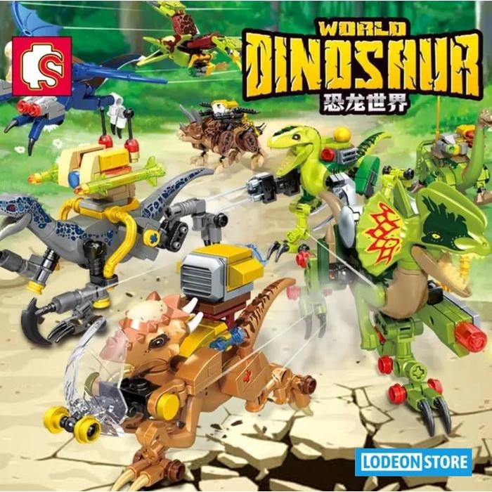 ..... Sembo Block World Dinosaur - Minifigure Karakter Dan Dinosaurus 205027 - 205034 - Mainan Anak