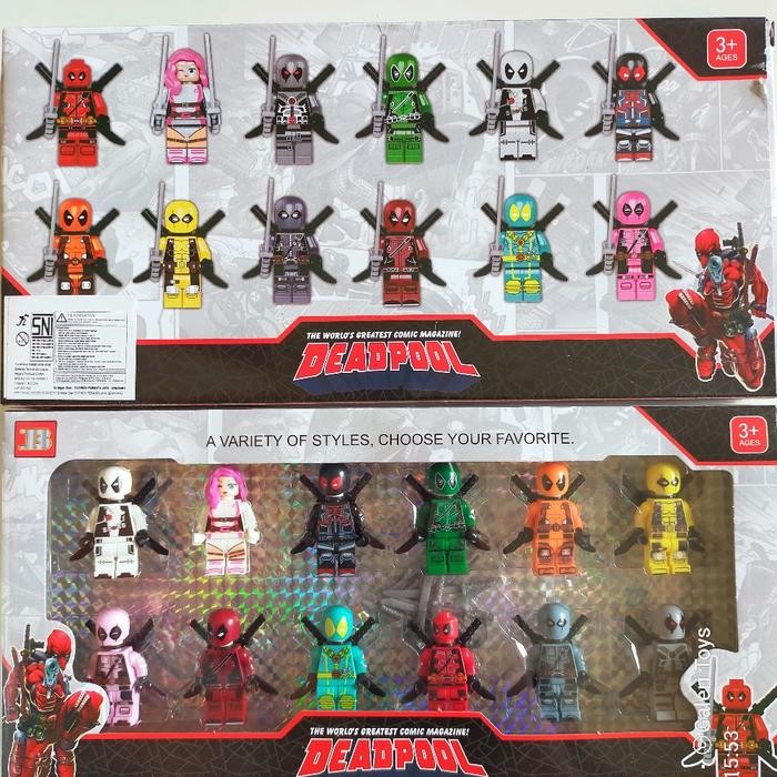 ..... Mainan Brick Minifigure Deadpool Set Isi 12 Pcs